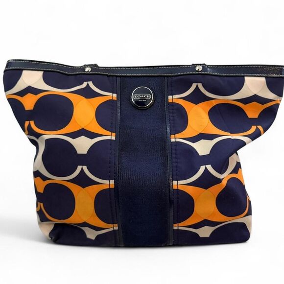 Coach Navy Orange signature stripe line bag, authentic & vintage. F23908 - Picture 2 of 8